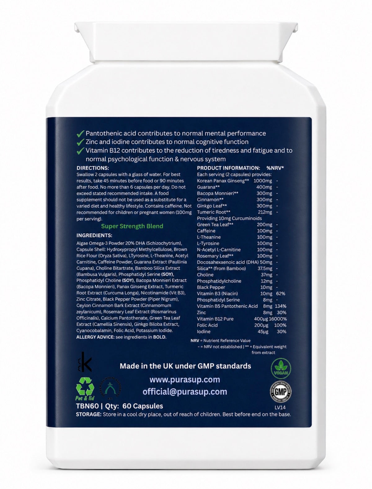Neuro Balance - Cognitive & Mental Perfromance Support (60 Capsules)