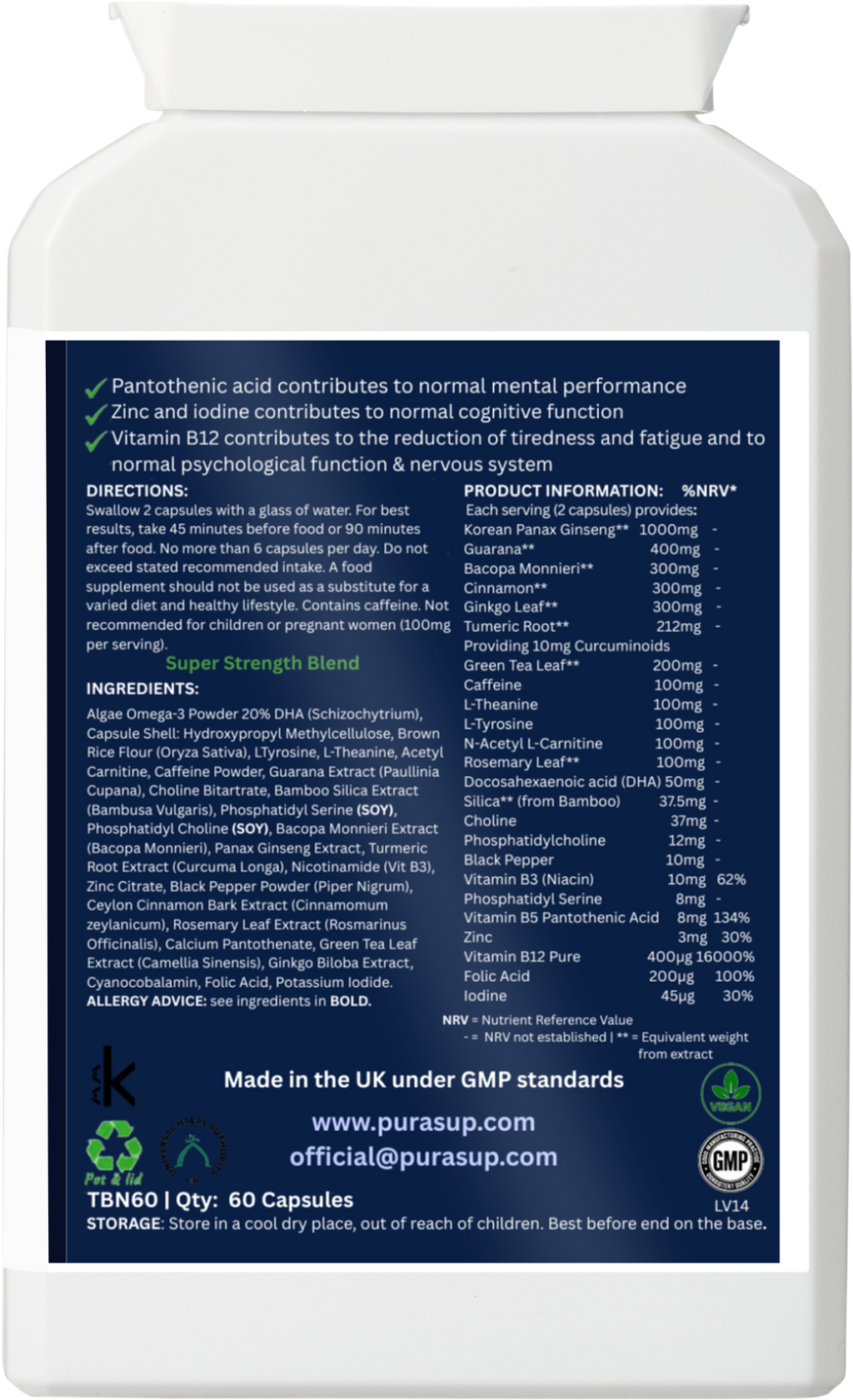 Neuro Balance - Cognitive & Mental Perfromance Support (60 Capsules)